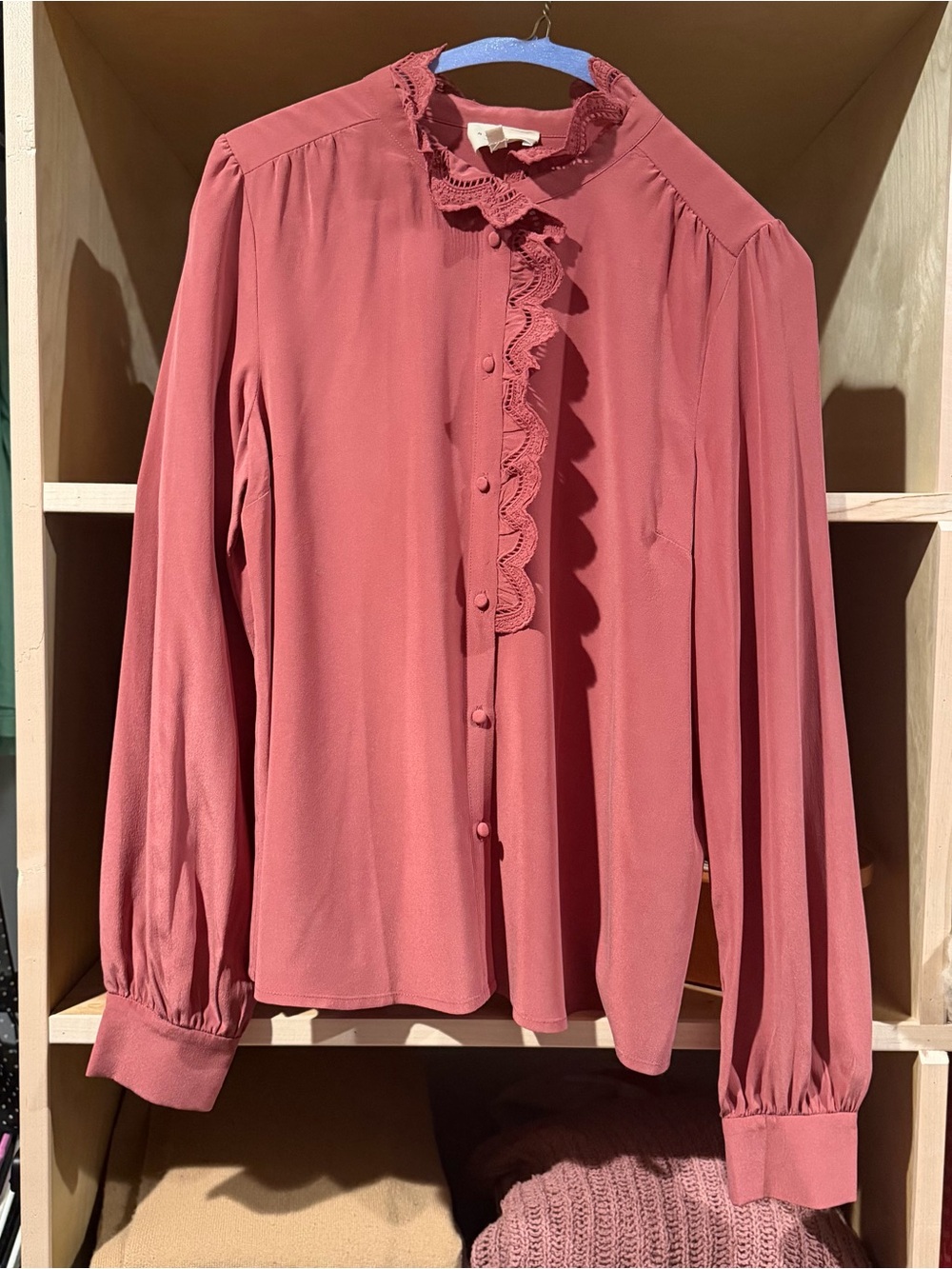 Sézane Chlo silk blouse in rosewood